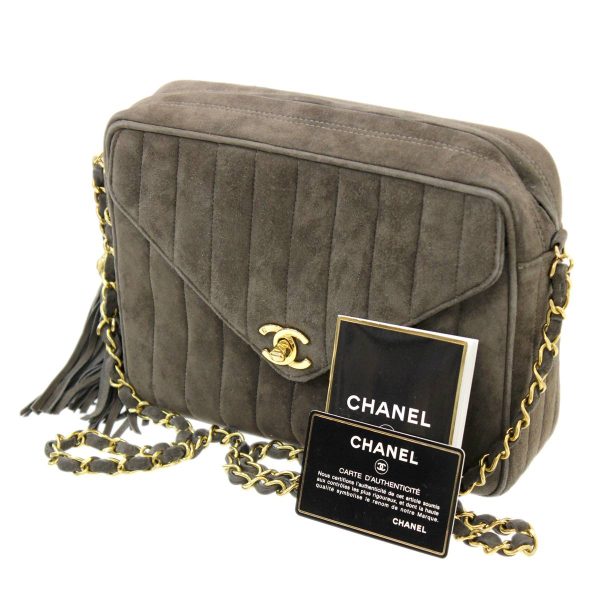 fs230129ed01 Chanel Chain Shoulder Bag Suede Black