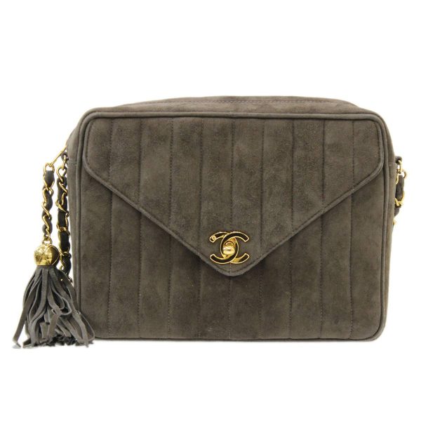 fs230129ed01 1 Chanel Chain Shoulder Bag Suede Black