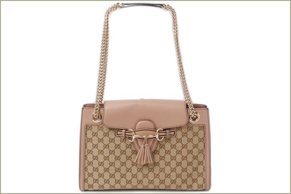 g 0095 15 2 Gucci Shoulder Bag Emily Tassel Horsebit Beige Pink