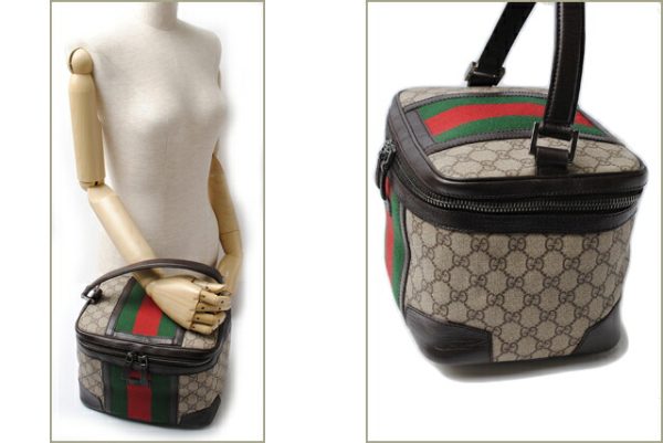 g 0097 15 6 Gucci Vanity Bag GG Beige Green Red