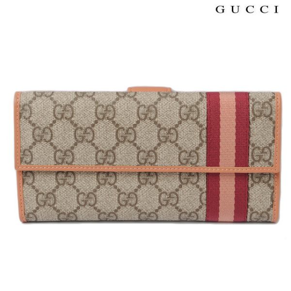 g 0099 15 1 Gucci Long Wallet GG Plus Raspberry Red Peach Beige