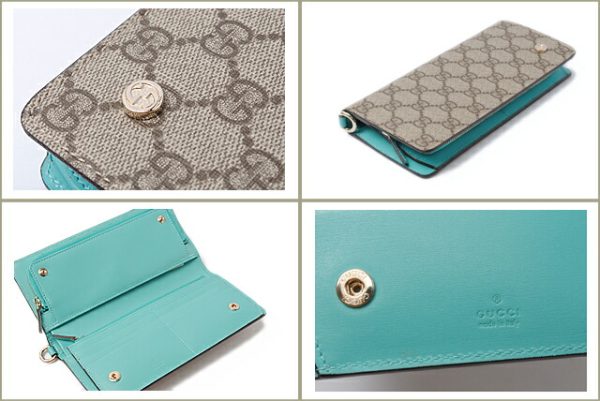 g 100 2 Gucci Long Wallet GG Plus Beige Brown Turquoise