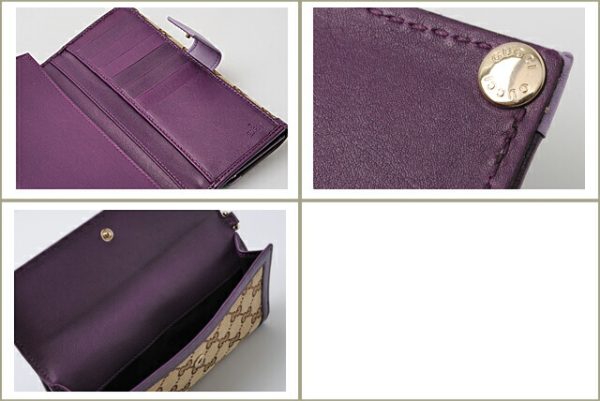 g 138 3 Gucci Long Wallet Double Hook GG Beige Brown Purple