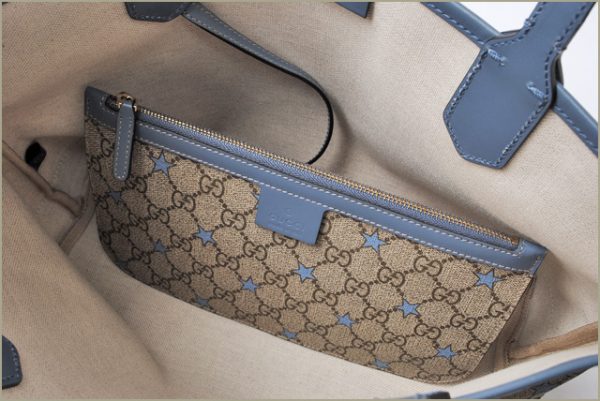 g 16 058 4 Gucci Tote Bag GG Supreme Star Brown Beige Blue