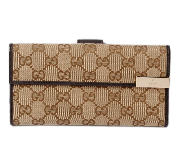 g 17 006 1 Gucci Wallet Double Hook GG Beige Brown