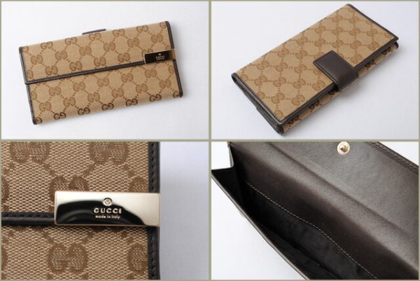 g 17 006 4 Gucci Wallet Double Hook GG Beige Brown