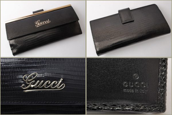 g 17 023 4 Gucci Wallet Double Hook Python Black