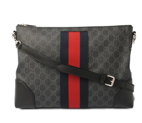 g 17 028 1 Gucci Shoulder Bag GG Supreme Black Red