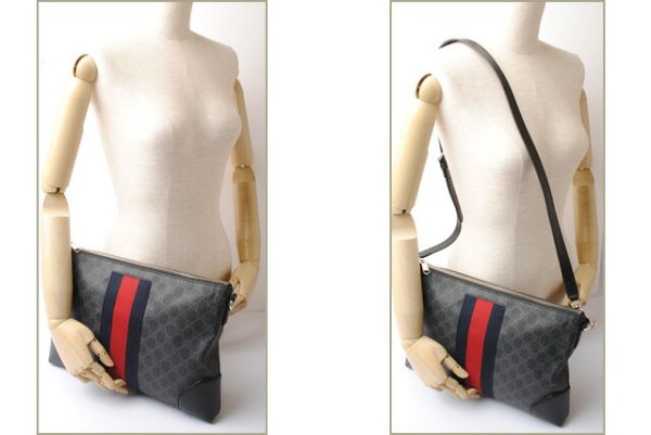 g 17 028 2 Gucci Shoulder Bag GG Supreme Black Red