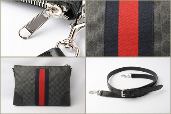 g 17 028 3 Gucci Shoulder Bag GG Supreme Black Red