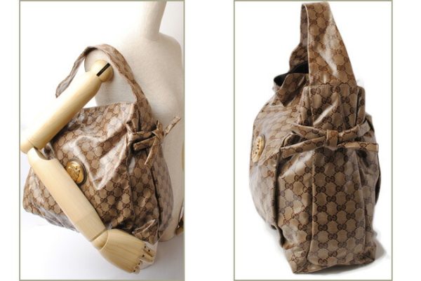 g 17 031 2 Gucci Shoulder Bag Hysteria GG Crystal Brown Beige