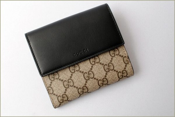 g 18 002 2 Gucci Wallet Double Hook GG Beige Brown Black