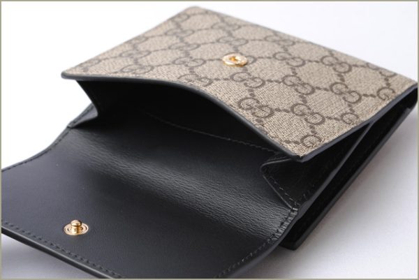 g 18 002 4 Gucci Wallet Double Hook GG Beige Brown Black