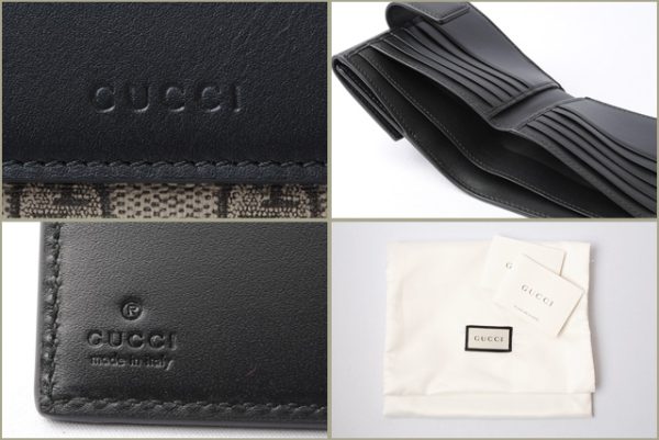 g 18 002 6 Gucci Wallet Double Hook GG Beige Brown Black