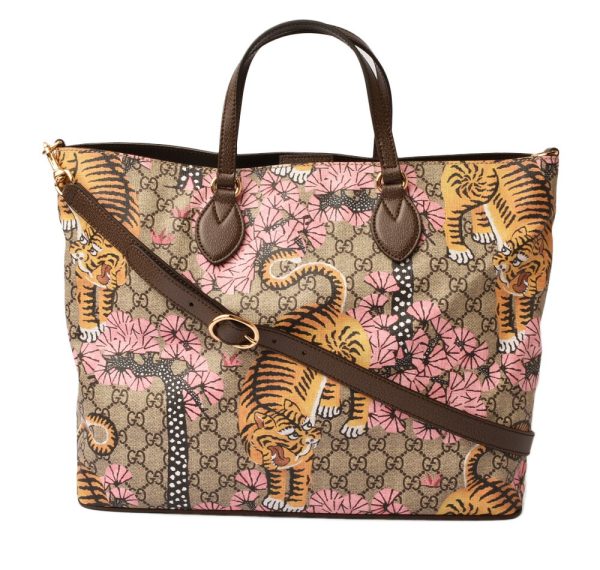 g 18 030 1 Gucci Tote Bag Bengal GG Pattern Brown Beige