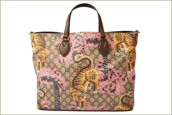 g 18 030 4 Gucci Tote Bag Bengal GG Pattern Brown Beige