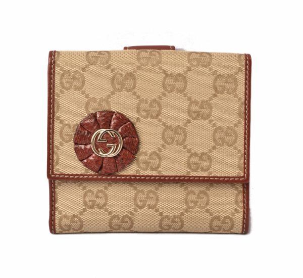 g 19 008 1 Gucci Wallet Double Hook GG Beige Khaki Red