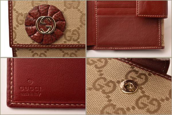 g 19 008 5 Gucci Wallet Double Hook GG Beige Khaki Red