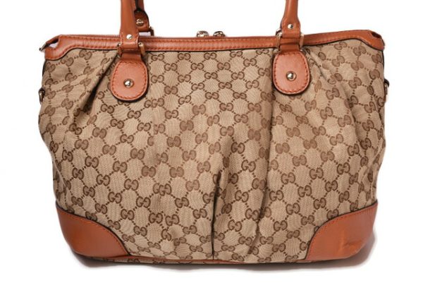 g 19 012 4 Gucci Tote Bag GG Brown Beige Brown