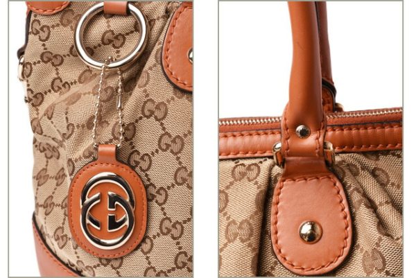 g 19 012 6 Gucci Tote Bag GG Brown Beige Brown