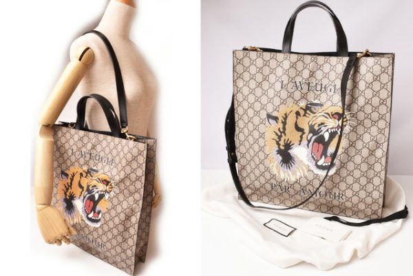 g 19 018 2 Gucci Tote Bag Bengal GG Supreme Brown Beige