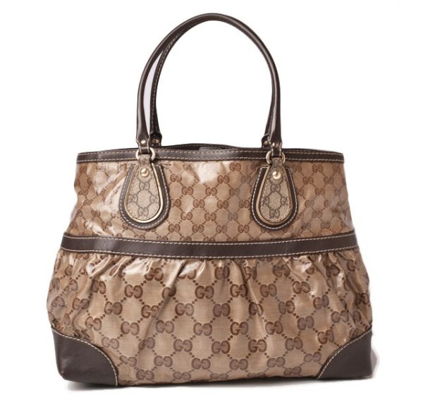 g 19 028 1 Gucci Tote Bag GG Crystal Calf Brown