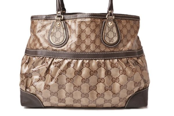 g 19 028 3 Gucci Tote Bag GG Crystal Calf Brown