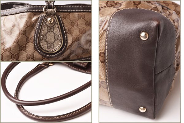 g 19 028 5 Gucci Tote Bag GG Crystal Calf Brown