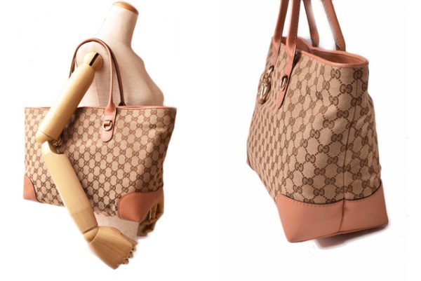 g 19 041 2 Gucci Tote Bag Heart Bit GG Beige Pink