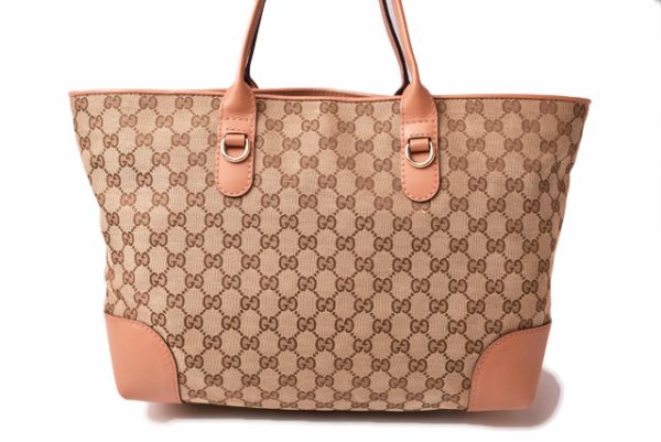 g 19 041 3 Gucci Tote Bag Heart Bit GG Beige Pink