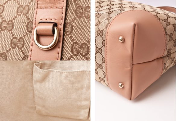 g 19 041 8 Gucci Tote Bag Heart Bit GG Beige Pink