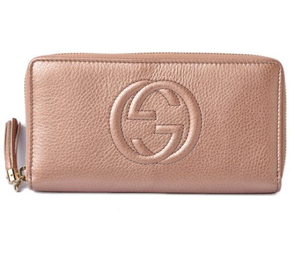 g 201005 18 1 Gucci Long Wallet Soho Metallic Pink