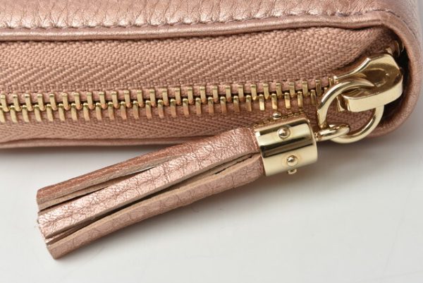 g 201005 18 5 Gucci Long Wallet Soho Metallic Pink