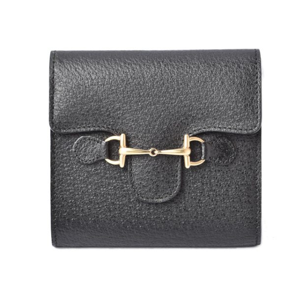 g 201008 11 1 Gucci Folding Wallet Horsebit Pigskin Black