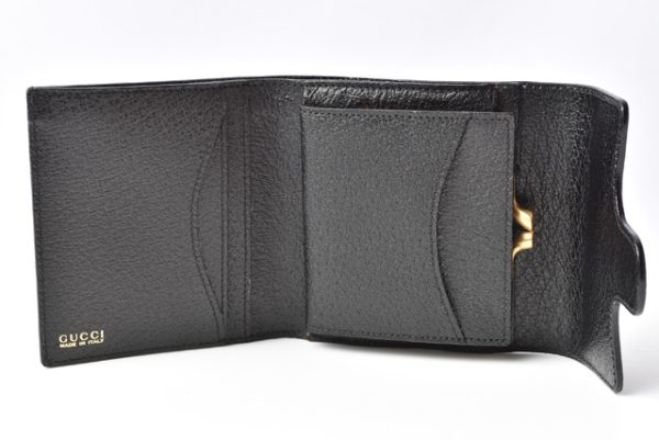 g 201008 11 4 Gucci Folding Wallet Horsebit Pigskin Black