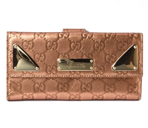 g 660 1 Gucci Double Hook Wallet Guccisima Metallic Orange