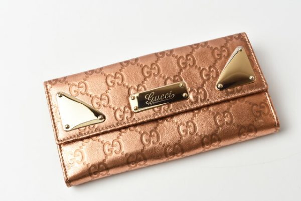 g 660 2 Gucci Double Hook Wallet Guccisima Metallic Orange