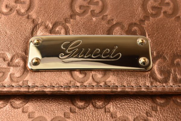 g 660 3 Gucci Double Hook Wallet Guccisima Metallic Orange