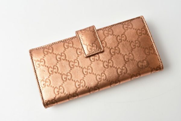 g 660 5 Gucci Double Hook Wallet Guccisima Metallic Orange