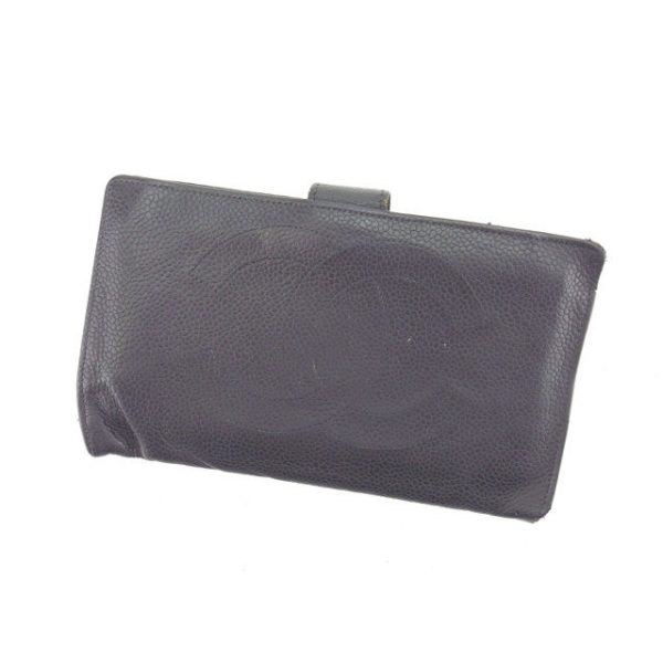 g861 Chanel long wallet pouch black