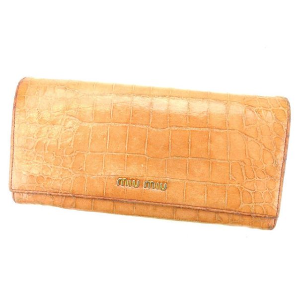 g972 Miu Miu Long Wallet Long Wallet Crocodile Pink G972