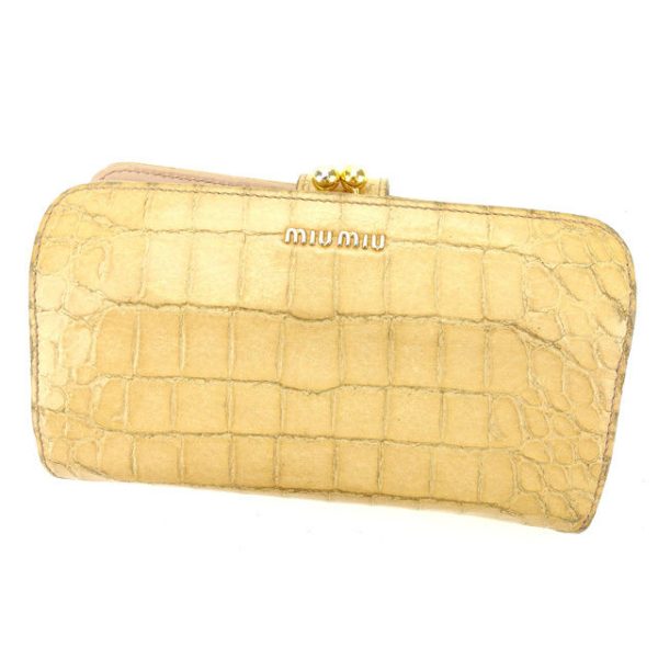 g986 Miu Miu long wallet pouch pink beige crocodile style