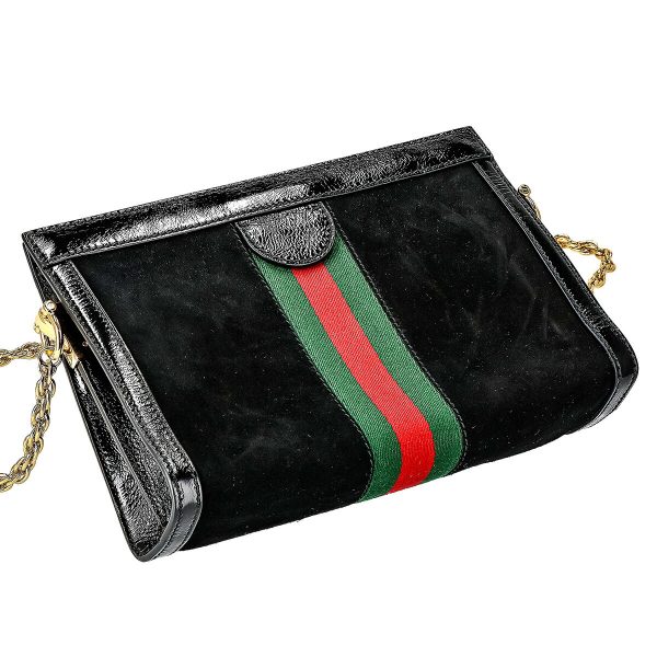 gc 503877d6zyg1060 1 GUCCI OPHIDIA PETITE GG MARMONT Chain Bag Black Multicolor