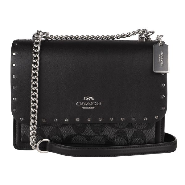 gco90400svs3l 1 Coach Signature Rivets Shoulder Bag Black Black