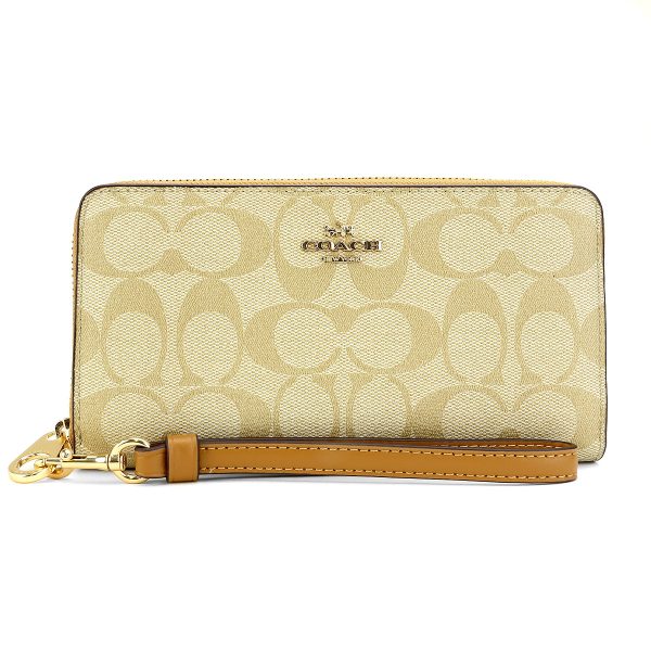 gcoc4452imvhk 1 Coach Signature Long Wallet Beige Brown