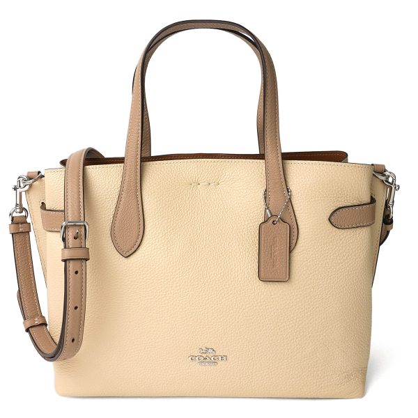 gcoch536svio 1 Coach Pebbled Tote Bag Beige