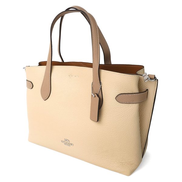 gcoch536svio 4 Coach Pebbled Tote Bag Beige