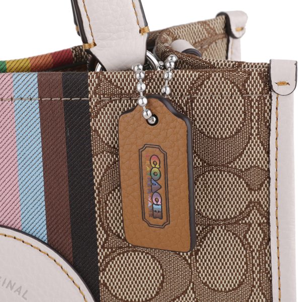 gcocj576svot8 9 Coach Signature Jacquard Rainbow Stripe Tote Bag Beige White