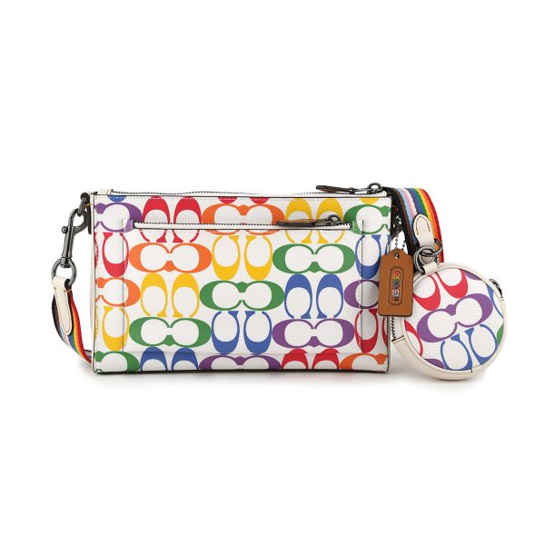 gcocj673qbcah 1 Coach Rainbow Signature Shoulder Bag White Multicolor