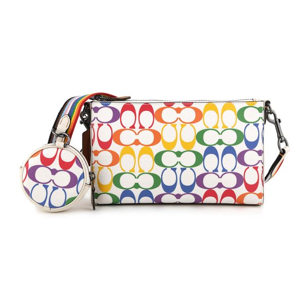 gcocj673qbcah 2 Coach Rainbow Signature Shoulder Bag White Multicolor